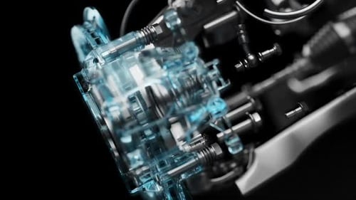 Beleuchtetes Bremssystem in 3D-Visualisierung.