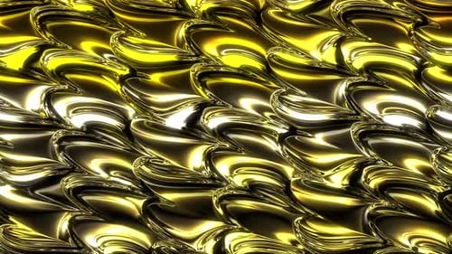 Golden Abstract Liquid Waves Motion Background
