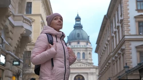Woman Enjoy Religious Place in Europe