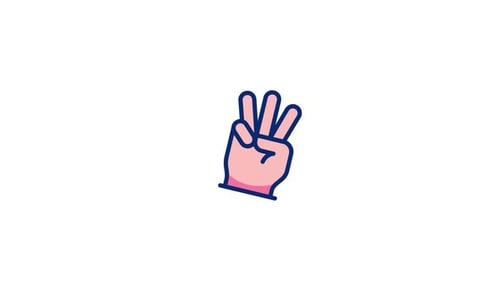 Animated Hand Showing Three Fingers Flat Design Icon