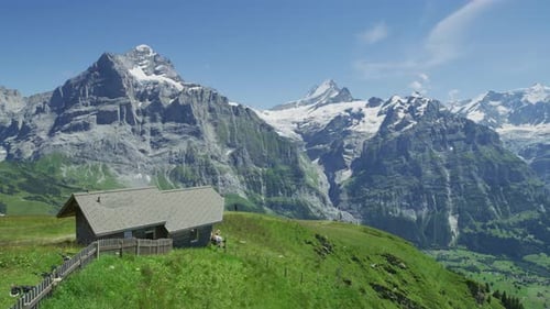 Cabin overlooking the Swiss Alps
