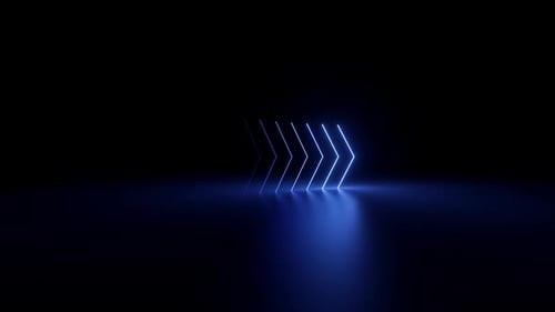Futuristic Neon Arrow Animation with Reflective Gradient Lights