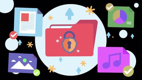 Fondo de animación de carpetas de privacidad de datos de archivos