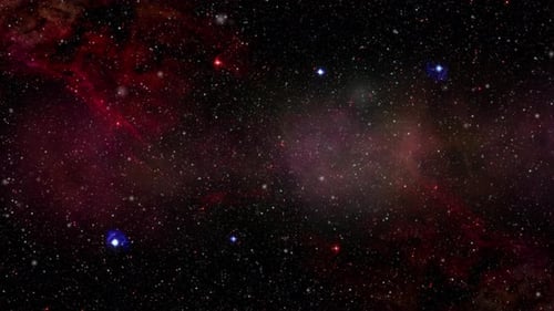 Cosmic Journey Through a Starfield Nebula Background