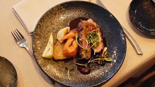 Delicious Meat Cutlet with Vegetables on Plate