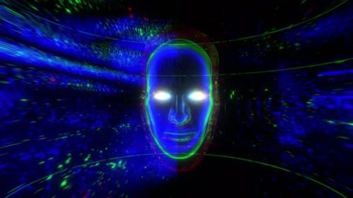 Futuristic Digital Human Head Scan Animation