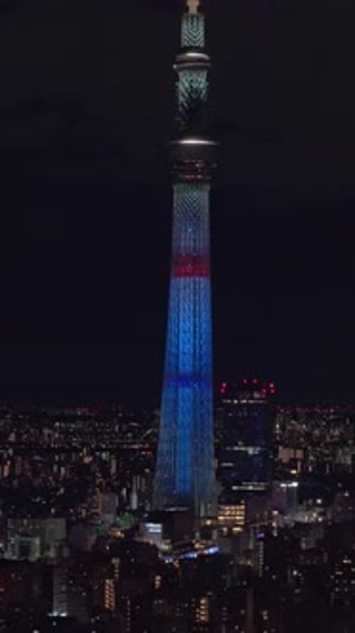 Tokyo Skytree at Night Tall Building Vertical Video Symbol Japan's Progress Tokyo Skytree Marvel