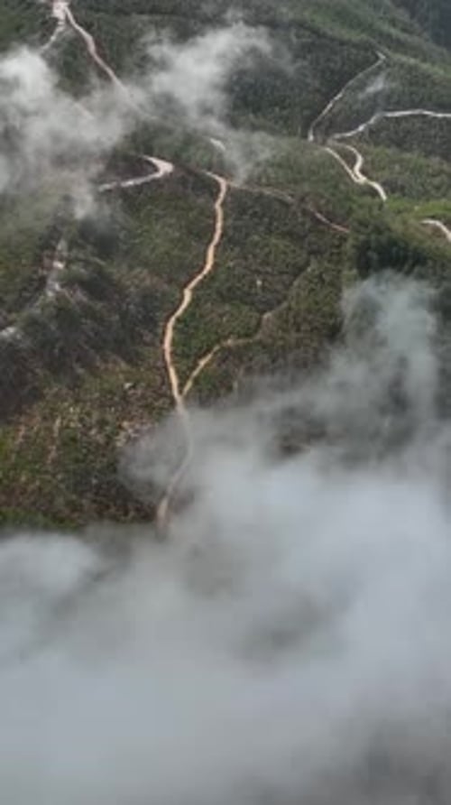 Cloudy Landscape in the Mountains Aerial View
