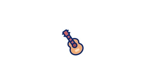 Animated Guitar Icon with Musical Notes