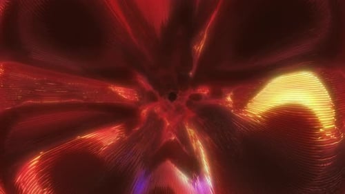 Yellow energy tunnel frame with futuristic electric field particles and lines of high-tech energy