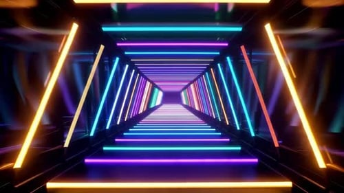 Futuristic Neon Light Tunnel Motion Background