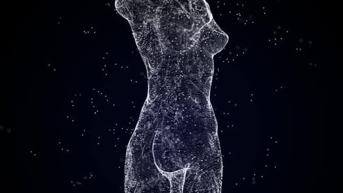 Futuristic Digital Particle Female Torso Loop Background