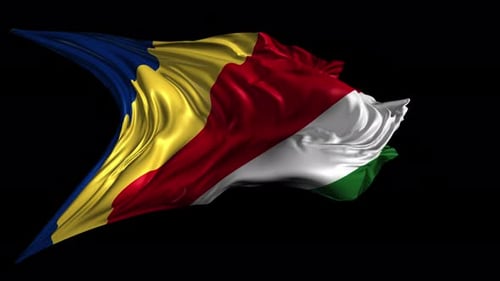 Realistic Waving Seychelles Flag on Black Background