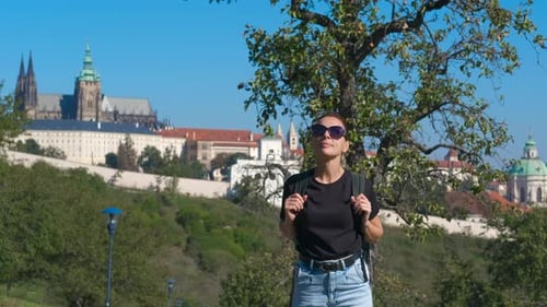 Tourist Enjoying Prague Castle View