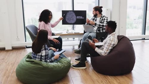 Team Collaboration on Artificial Intelligence Project in Modern Office Setting