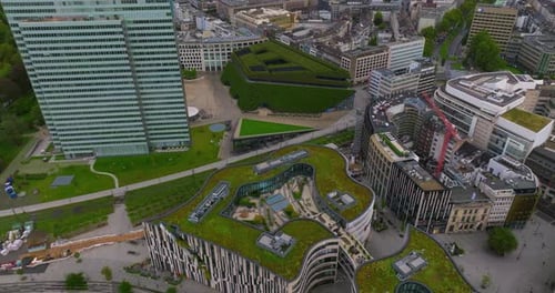 Establishing Aerial Shot Revealing the Largest Green Facade in Europe a Green Building Envelope to