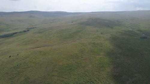 Aerial view of beautiful green hills stretching to the horizon