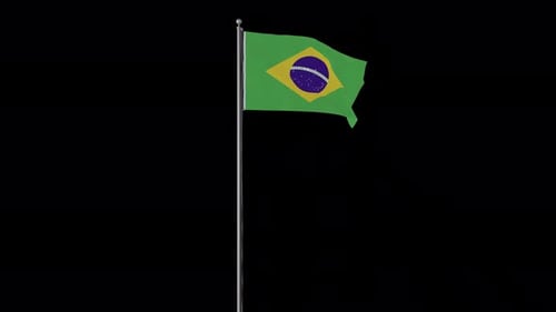 Brazilian Flag Waving Animation on Pole