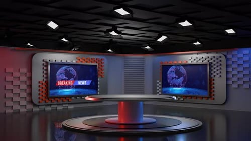 3D Virtual News Studio Background Loop
