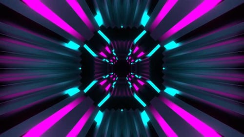 Pink And Cyan Neons Reverse Movement Tunnel Background Vj Loop In 4K