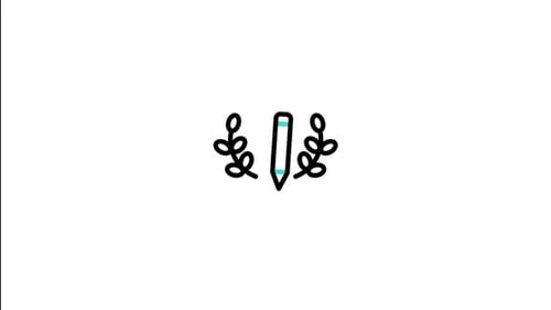 Animated Minimalist Line Art Pencil Drawing with Laurel Branches