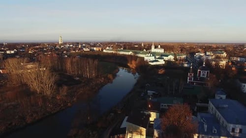 Suzdal Kremlin Russian City with Orthodox Churches and Monasteries Aerial 2015