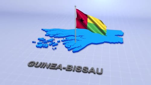 Modern 3D Guinea-Bissau Map with Waving Flag Animation