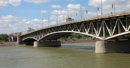 Petofi Bridge across the Danube river in Budapest, Hungary.