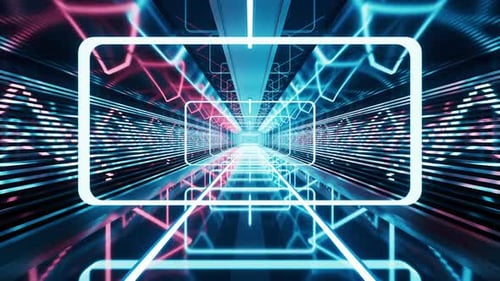 Dark tunnel with glowing light illuminated