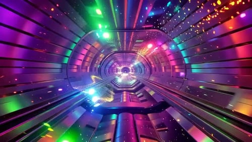 Tunnel de science-fiction futuriste à haute énergie avec néon multicolore