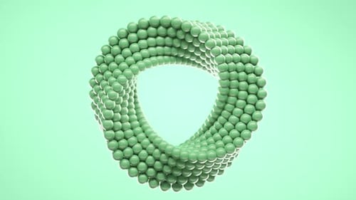 3D Loop Animation of Spinning Balls Molded Into Uneven Circle