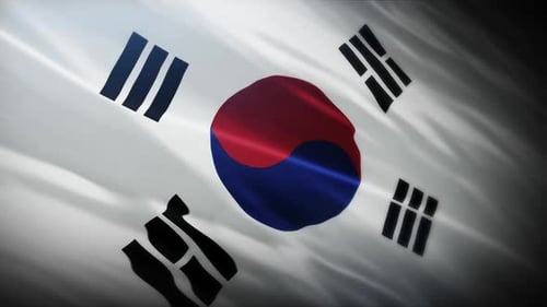 Realistic Waving Flag of South Korea Animation