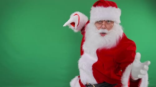 Los gestos de Papá Noel en la pantalla verde son perfectos para promociones interactivas.