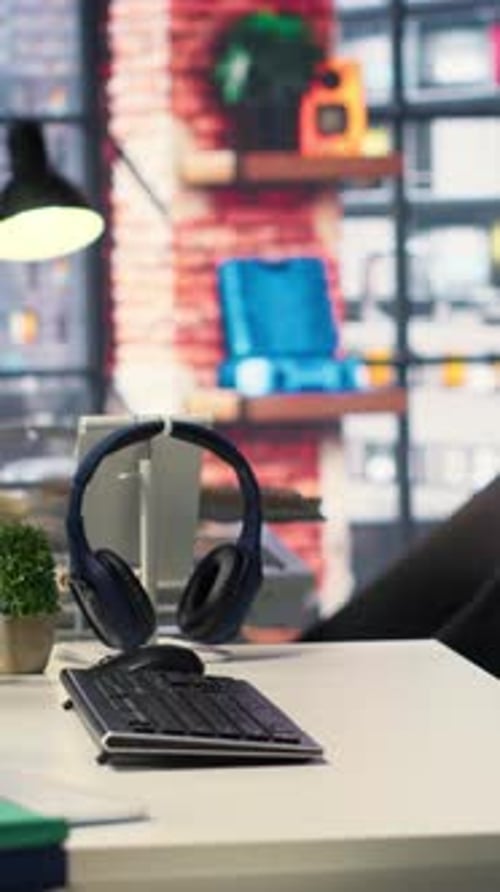 Vertical Video Digital Workstation Features Multiple PC Monitors Running Artificial Intelligence