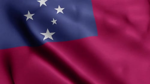 Realistic Samoa National Flag Waving Loop