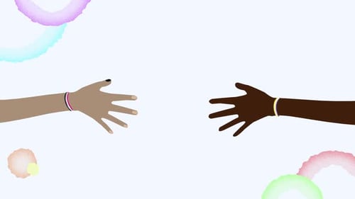 Two People with Asexual and Nobinary Bracelets Shaking Hands