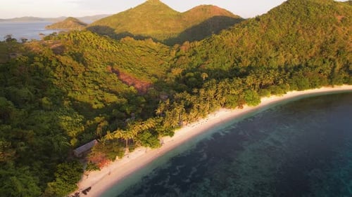 4K drone video of a stunning tropical island paradise in Palawan, Philippines. The tropical island i