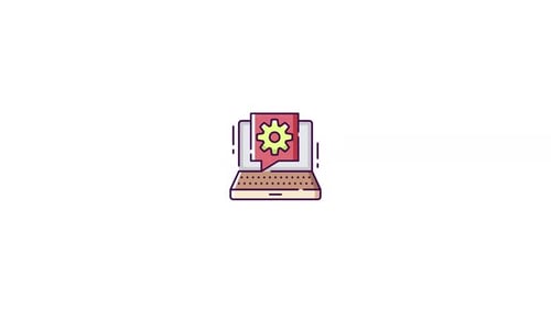 Laptop Settings Gear Icon Animation in Flat Design