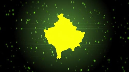 Abstract Particle Map Reveal with Digital Glitch Effects