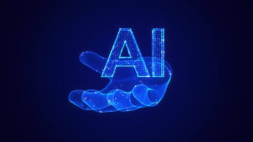 Ai-Symbol in der Hologramm-Hand