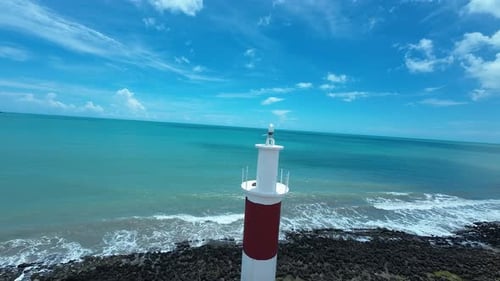Coast Lighthouse At Galinhos Beach In Rio Grande Do Norte Brazil.