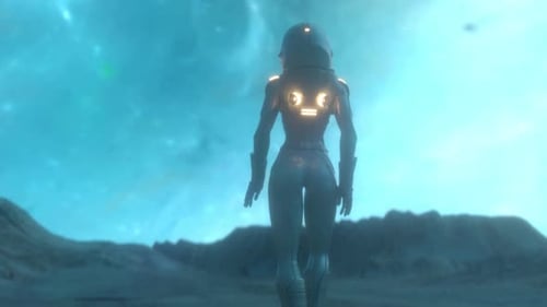 Astronaut Figure Explores Alien Planet in Futuristic Space Animation