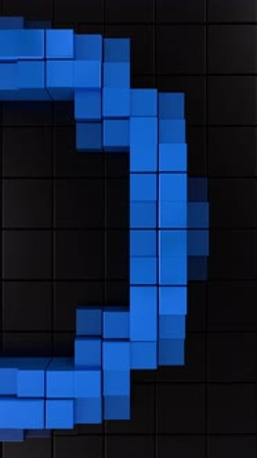 Blue Abstract Curved Vertical Arc Seamless Futuristic 3D Loop Animation. 3D rendering
