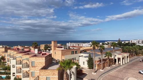 Aerial View of a Bustling Resort Town in Crete
