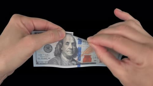 Tear Banknotes Green Screen Dollar