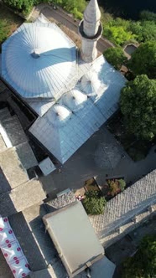 Mosque in Mostar Aerial View
