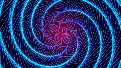 Abstract Polygonal Motion Animation Background Use For Video . Pentagon Geometric Shaped Neon Light