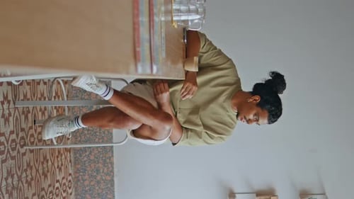 Two Men Acquaintance Cafe at Coffee Break Guys Meeting Cafeteria Vertically