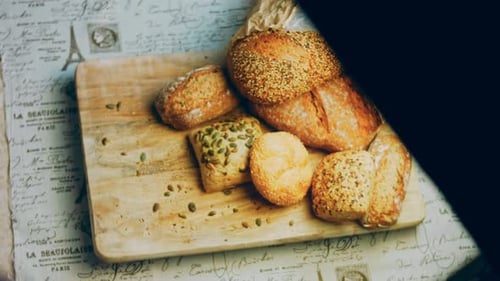 Artisan Breads on Cutting Board Still Life