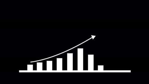 Ascending Bar Chart Animation, A bar chart with a rocket ascending along the bars